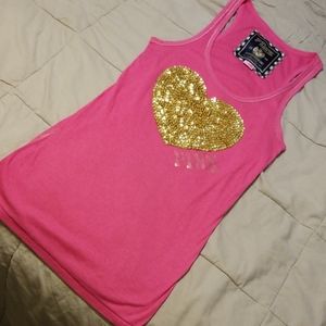 PINK gold glitter sequined tank top